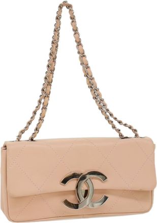 Chanel Oversized Cc Flap Bag Quilted Leather Pink Leather Bag (Pre-Owned)