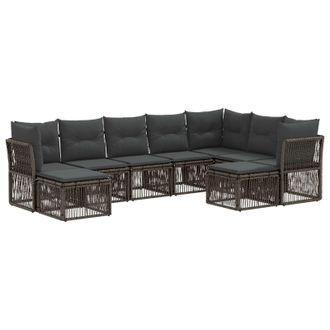 vidaXL Conjunto De Sof&aacute;s De Jard&iacute;n 9 Pcs Gris Rat&aacute;n Sint&eacute;tico Vidaxl