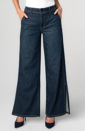 Liverpool L.A. Weekend Side Slit Wide Leg Jeans in Duskfall at Nordstrom, Size 14