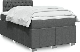 vidaXL Cama Box Spring Con Colch&oacute;n Tela Gris Oscuro 120x190 Cm Vidaxl
