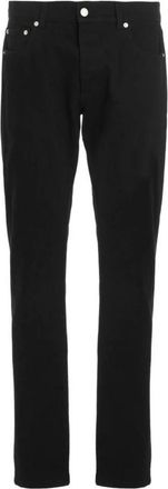 Alexander McQueen Alexander McQueen, Slim-fit Jeans, male, Black, Size: 2XL Black Logo Embroidered Casual Jeans