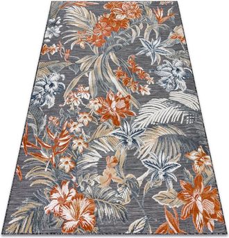 RugsX Rugsx - Alfombra Estructural Botanic 65262 Flores, Tejido Plano En El Balc&oacute;n, Terraza - Negro Multicolour 137x190 Cm