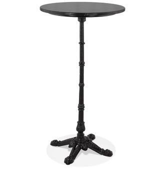 Alterego Landelijke, ronde en hoge tafel DOMY ROUND van zwart gemarmerde steen - 60x60 cm