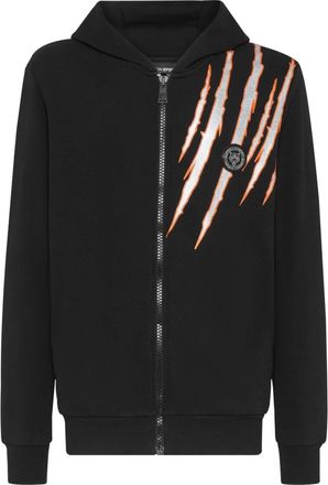 Plein Sport Hoodies & sweatvesten, Heren, Zwart, L, Katoen, Hoodie Sweatjacket Scratch