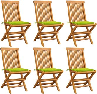 vidaXL Vidaxl - Sillas De Jard&iacute;n 6 Uds Cojines Verde Brillante Madera De Teca