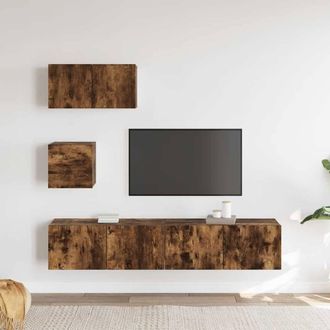 Berkfield Home Modern 4 Piece TV Cabinet Set Smoked Oak Engineered Wood in Brown