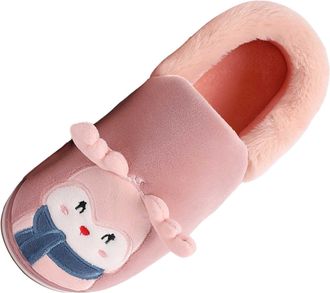 Generic Ladies Slippers Cozy Fleece With Cute Embroidery For Indoor Comfort And Warmth In Fall Winter Anti Slip Home Cute Cartoon For Her Cozy Slippers For Wo