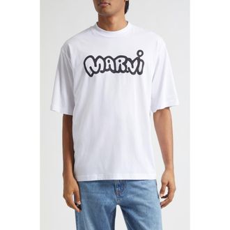 Marni Logo Graphic T-Shirt in Low01 Lily White at Nordstrom, Size 38 Us