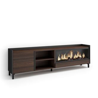 Skraut Home Skraut Home - Mueble Tv, Televisi&oacute;n, Muebles De Sal&oacute;n, Almacenaje, 212x35x61cm, Para Tv Hasta 80, Chimenea El&eacute;ctrica Xxl, Dise&ntilde;o Industrial, Estilo Mo