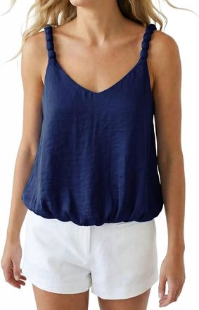 Naked Zebra Billowy Strap Accent Tank Top In Navy