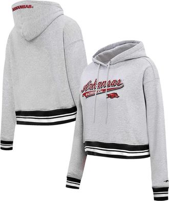 Pro Standard Womens Pro Standard Heather Gray Arkansas Razorbacks Script Tail Fleece Cropped Pullover Hoodie at Nordstrom, Size Xx-Large