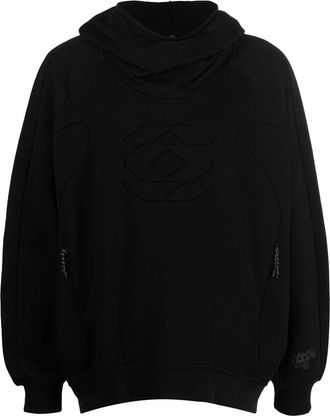 McQ by Alexander McQueen embossed-detail loose-fit hoodie - men - Cotton/Polyester/Cotton - L - Black