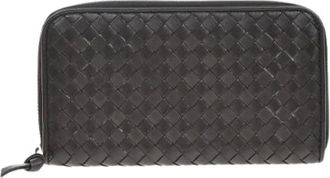 Bottega Veneta Pre-owned Intrecciato Long Zip Wallet - Dames - Vintage Accessoires - Bruin - ONE Size - Leer - Vintage