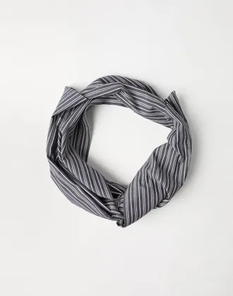 Brunello Cucinelli Womens Dark Grey Striped Cotton Scarf Charcoal Accessories & Slg