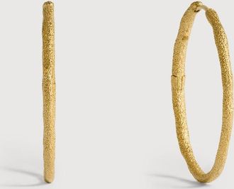 Monica Vinader Gold Antica Textured Slim Large Hoops