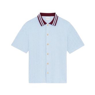 Dr&ocirc;le de Monsieur Monogram Shirt - Heren - Korte mouwen Overhemden - Blauw - L - Overhemden