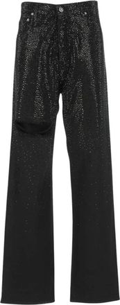 Golden Goose Zwarte Distressed Denim Straight-Leg Jeans - Dames - Regular Fit Jeans - Zwart - W27 - Denim - Jeans