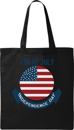 Generic 4th Of July Independence Day Circle Graphic 2 Natural Ecological Cotton Tote Bag Black