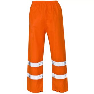 Generic Hi Vis Waterproof Over Trousers - High Visibility Reflective Safety Workwear Rain Pants with Elasticated Waist & Taped Seams - EN Class 1 - Outdoor Wo