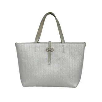 Ferragamo Silver Leather Tote Bag (Pre-Owned)