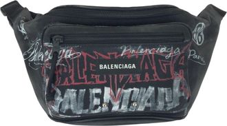 Balenciaga Black Red Color White Nylon Fanny Pack Sling Bag (Pre-Owned)