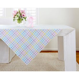 Solino Home Linen Table Throw - Gingham Check, 52 x 52, 52 x 52 in Pastel Gingham at Nordstrom, Size Small
