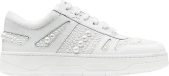 Jimmy Choo London Womens Hawaii/F White Low Top Sneakers, Brand Size 34 ( US Size 4 )