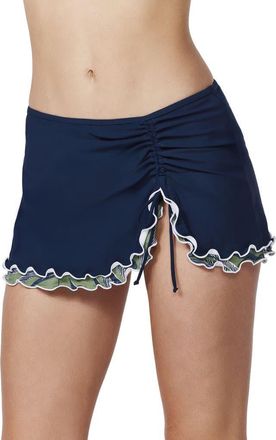 Gottex Palmita Side Slit Skirt Swim Bottom in Navy at Nordstrom, Size 12