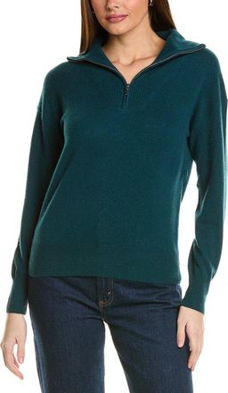 Amicale Cashmere Rib Detail 1/4-Zip Cashmere Pullover