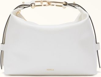 Furla Tonie Borsa A Spalla M Talco H Bianco Pelle Morbida Testurizzata Ares Donna