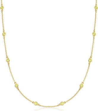 Ross-Simons Bezel-Set Peridot Station Necklace in 18kt Gold Over Sterling