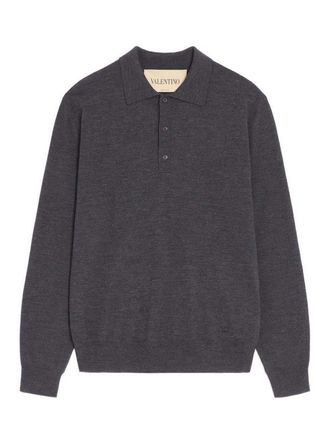 Valentino Garavani Charcoal Wool Polo Shirt