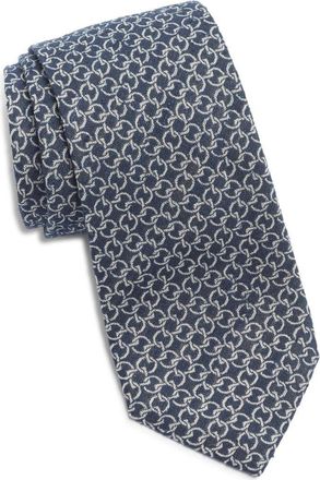 Jack Victor Meighen Link Pattern Silk Jacquard Tie in Navy at Nordstrom