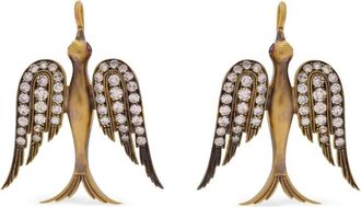 Sylva & Cie. Orecchino Swallow piccolo in oro giallo 18 carati con diamanti e rubini