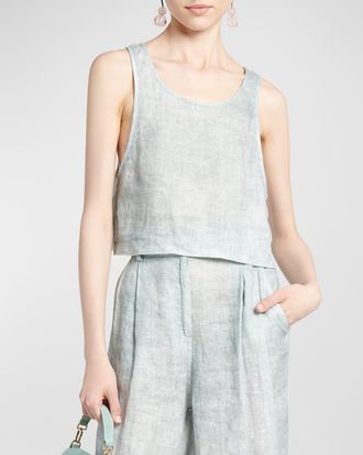 Giorgio Armani Linen Denim Effect Tank Top