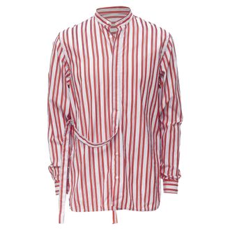 Jil Sander 100% cotton red vertical stripes deconstructed placket shirt EU38 S