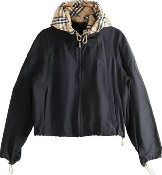 Burberry Newcott Check-Hood Cropped Jacket, Size Large