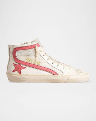 Golden Goose Slide Leather Mesh Mid-Top Sneakers
