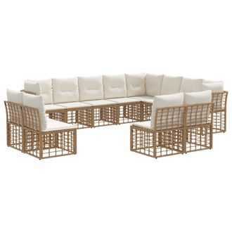 vidaXL Conjunto De Sof&aacute;s De Exterior Natural Y Crema Poli&eacute;ster Vidaxl