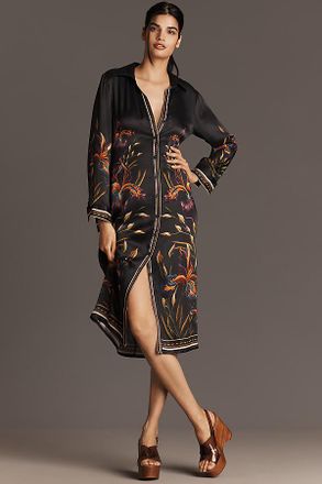 Bl^nk London Ferlina Long-Sleeve Midi Shirt Dress