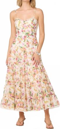 Astr Lianna Floral Bustier Maxi Dress In Beige