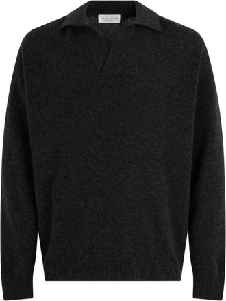 Roberto Collina Pullover met polokraag - Heren - V-hals truien - Grijs - XL - Wol - Truien & Vesten