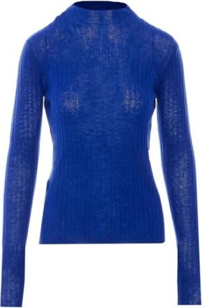 Pinko Muggito Ronde Hals Trui - Dames - Ronde hals truien - Blauw - S - Katoen - Truien & Vesten