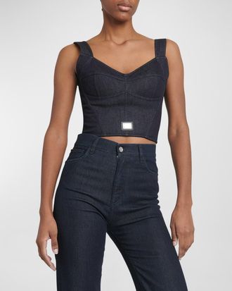 Dolce & Gabbana Sleeveless Denim Crop Corset Top