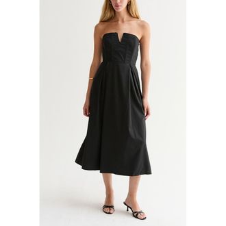 Crescent V-wire Modal Blend Midi Dress in Black at Nordstrom, Size X-Small