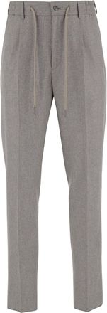 Tagliatore Tailored Dove Gray Virgin Wool Pants with Adjustable Waistband