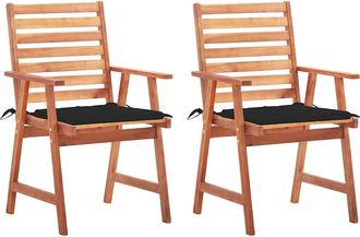 vidaXL Vidaxl - Sillas Comedor De Jard&iacute;n Y Cojines 2 Uds Madera Maciza Acacia