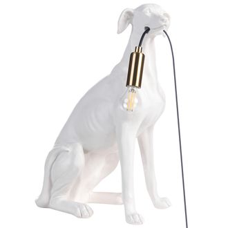Beliani L&aacute;mpara De Mesa Con Tem&aacute;tica Animal L&aacute;mpara De Noche Con Forma De Galgo L&aacute;mpara De Lectura Para Dormitorio Blanco Sprint
