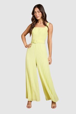 Coast Seam Detail Pleated Wide Leg Jumpsuit in Lemon at Nordstrom, Size 12