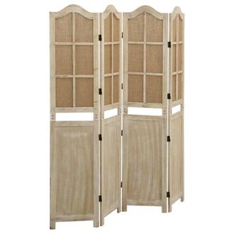 vidaXL Biombo De 4 Paneles Tela Marr&oacute;n 140x165 Cm Vidaxl